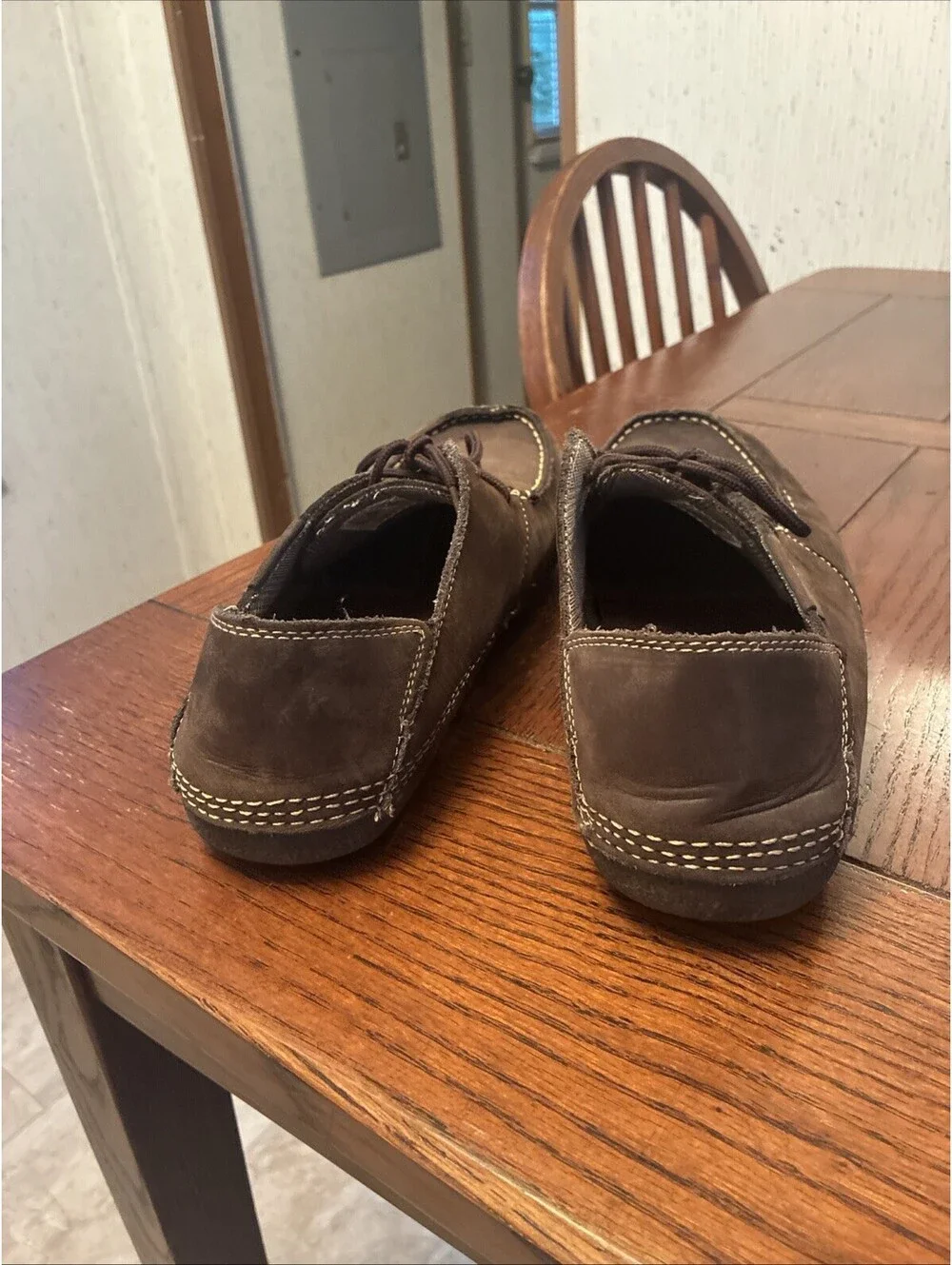 Muk Luks Shoes Men’s 12 Brown Cow Leather Lace-Up Casual Loafer Rubber Sole